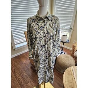 Talbots Haberdashery Paisley Sheath Shirt Dress Women's Size 6 Career Party
